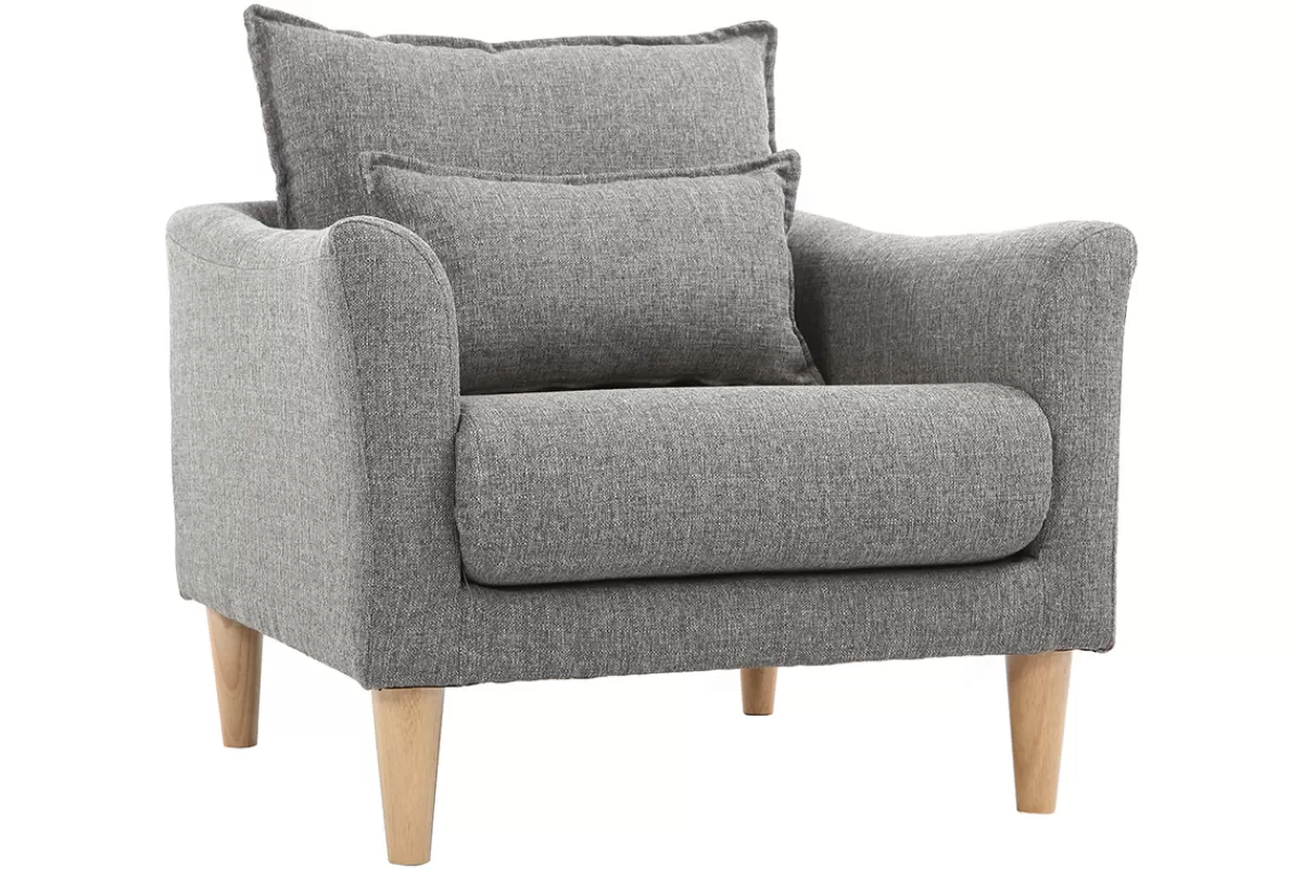 Miliboo Sillones | Sillón-Sillón diseño tejido gris y y roble KATE