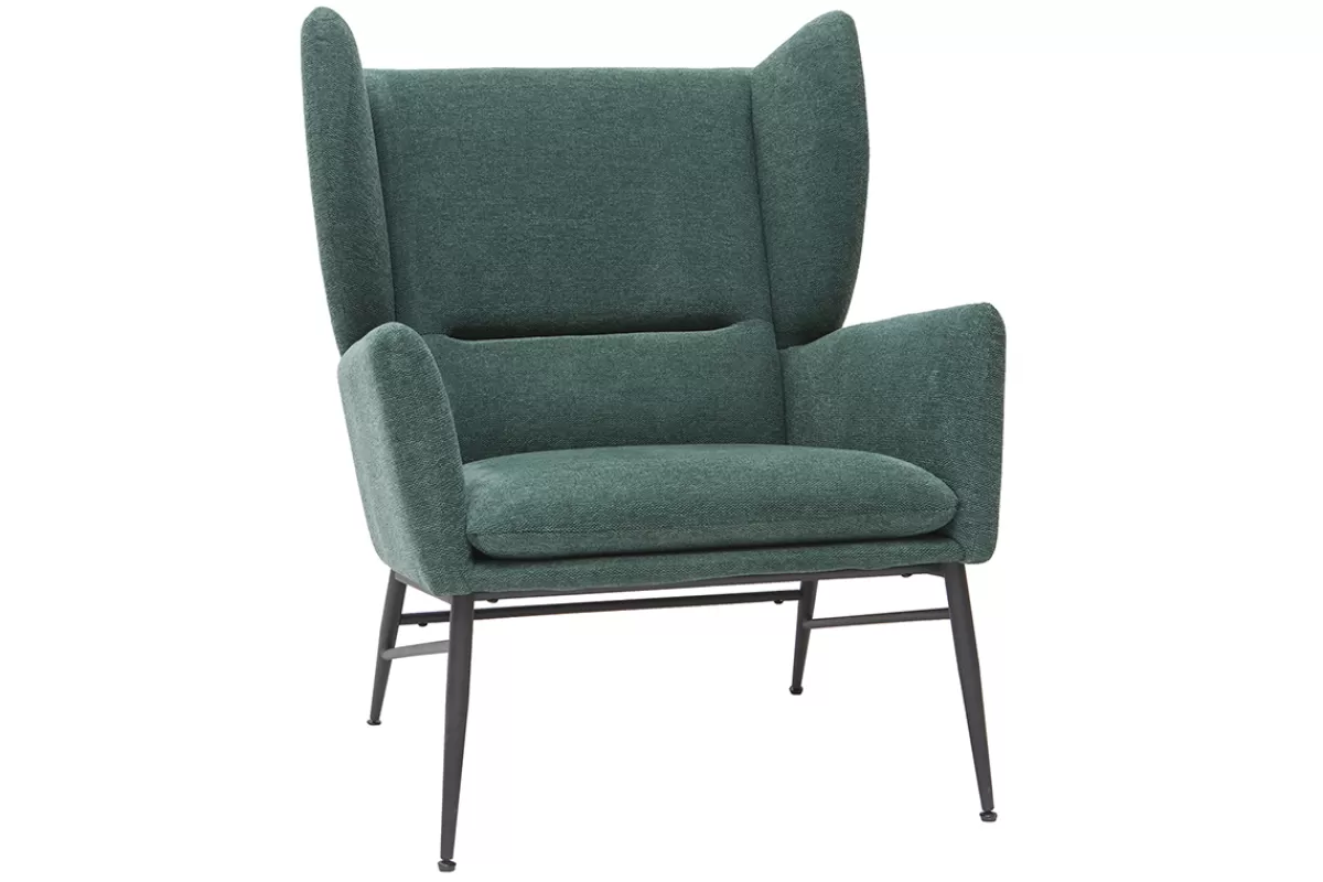 Miliboo Sillones | Sillón-Sillón en metal y tejido efecto terciopelo verde COME