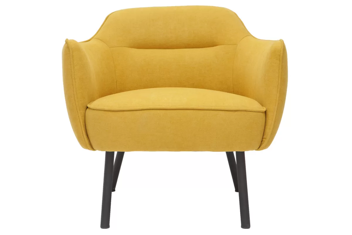 Miliboo Sillones | Sillón-Sillón en tejido efecto terciopelo amarillo mostaza LAURENS