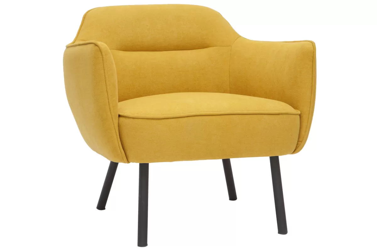 Miliboo Sillones | Sillón-Sillón en tejido efecto terciopelo amarillo mostaza LAURENS