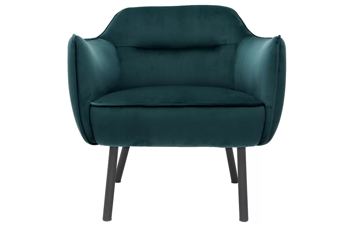 Miliboo Sillones | Sillón-Sillón en tejido efecto terciopelo azul petróleo LAURENS