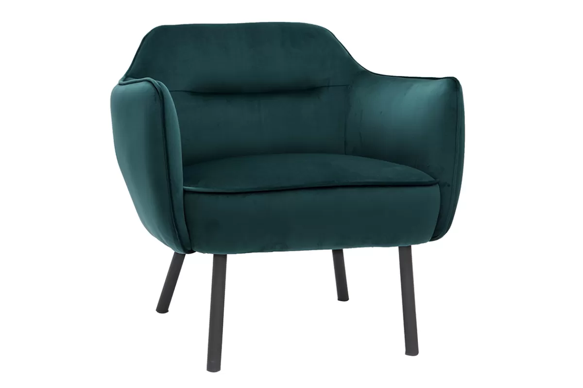 Miliboo Sillones | Sillón-Sillón en tejido efecto terciopelo azul petróleo LAURENS