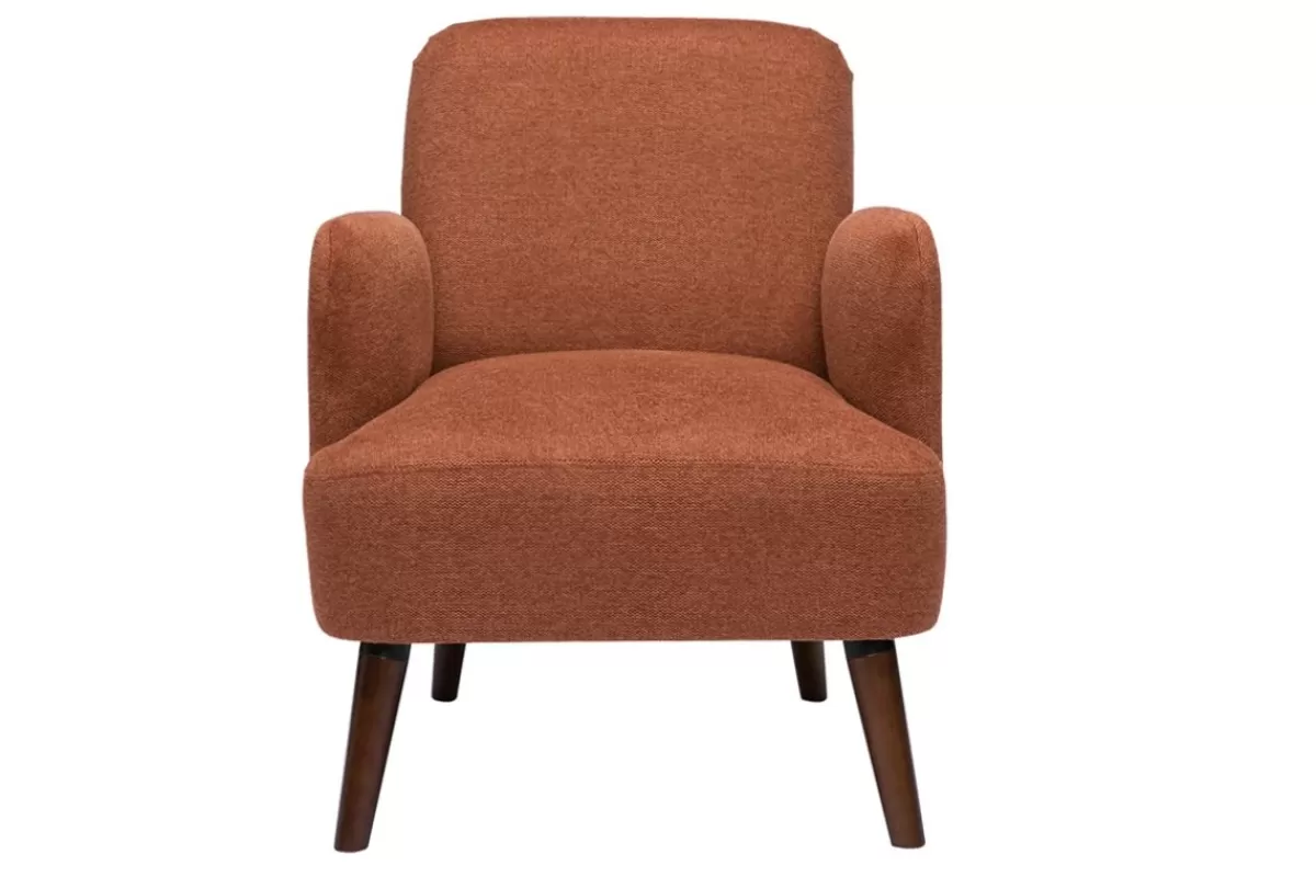 Miliboo Sillones | Sillón-Sillón escandinavo de terciopelo texturizado en color tierra quemada y madera oscura ISKO