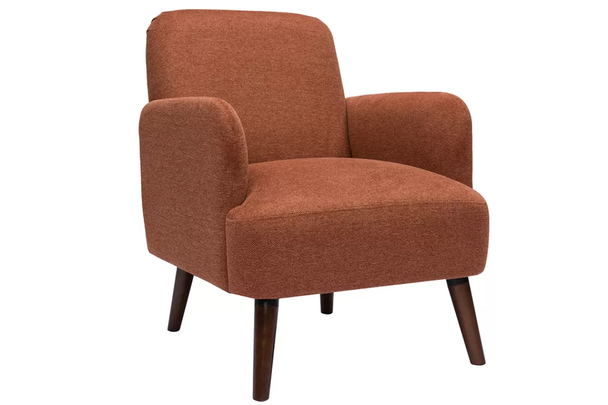 Miliboo Sillones | Sillón-Sillón escandinavo de terciopelo texturizado en color tierra quemada y madera oscura ISKO