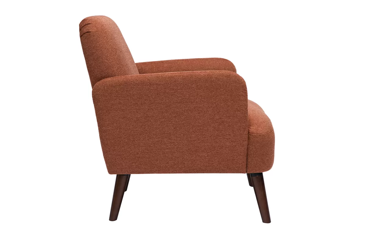 Miliboo Sillones | Sillón-Sillón escandinavo de terciopelo texturizado en color tierra quemada y madera oscura ISKO
