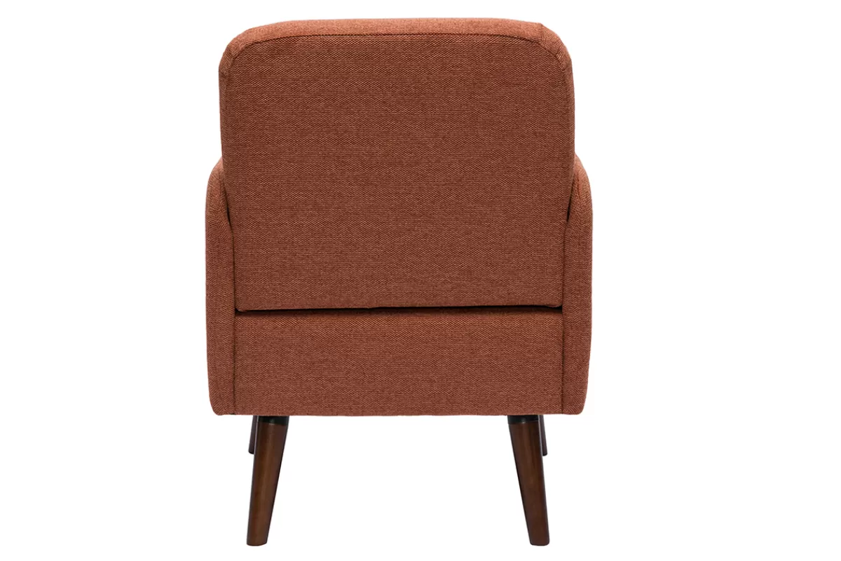 Miliboo Sillones | Sillón-Sillón escandinavo de terciopelo texturizado en color tierra quemada y madera oscura ISKO