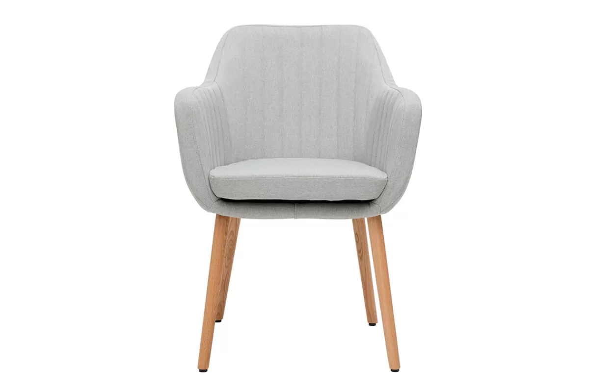 Miliboo Sillones | Sillas Modernas-Sillón escandinavo gris claro y patas roble ALEYNA