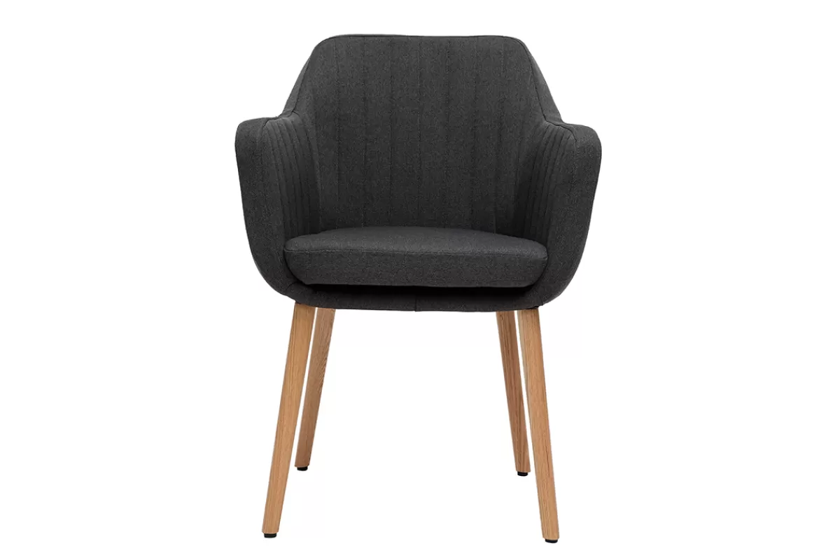 Miliboo Sillones | Sillas Modernas-Sillón escandinavo gris oscuro y patas roble ALEYNA