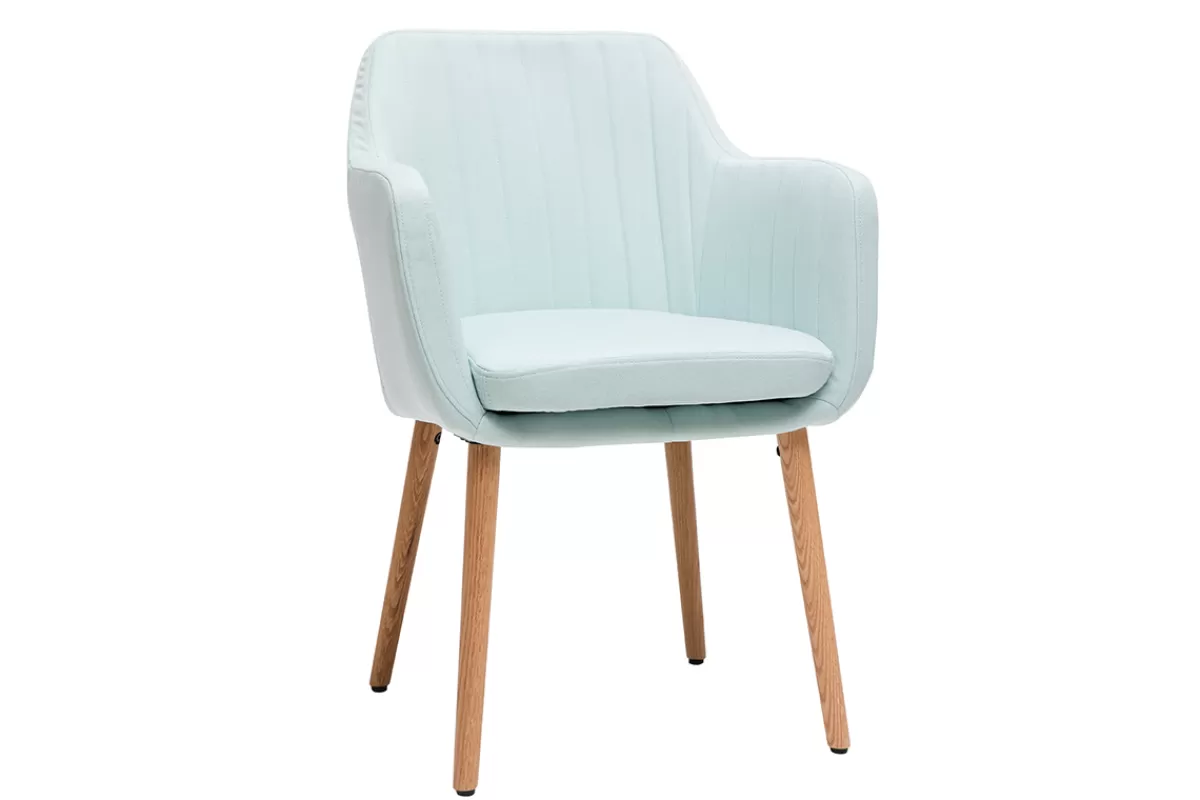 Miliboo Sillones | Sillas Modernas-Sillón escandinavo verde menta y patas roble ALEYNA