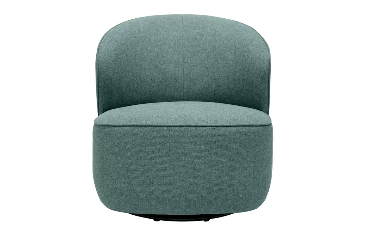 Miliboo Sillones | Sillón-Sillón giratorio de diseño de tela verde grisáceo AMBER