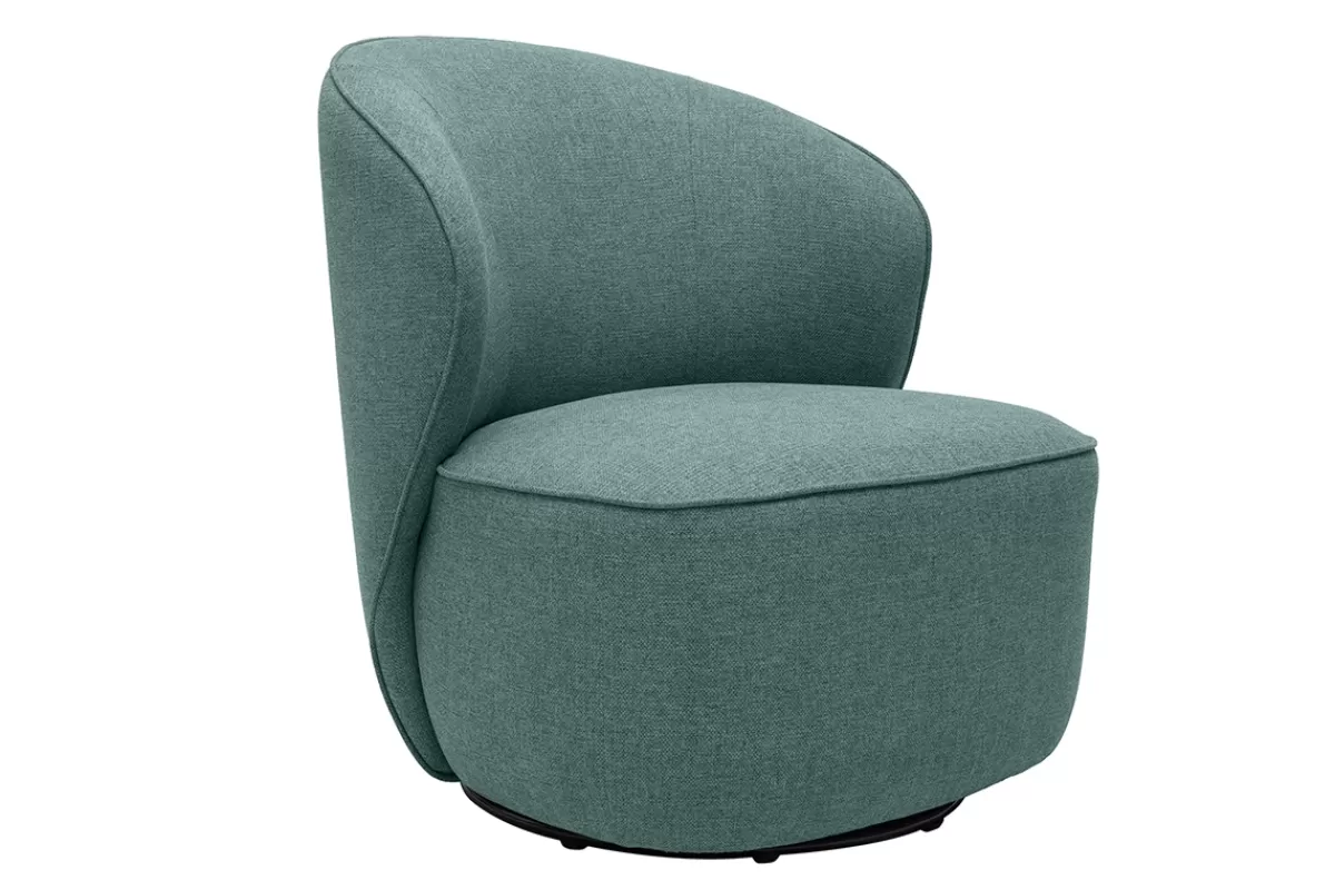 Miliboo Sillones | Sillón-Sillón giratorio de diseño de tela verde grisáceo AMBER