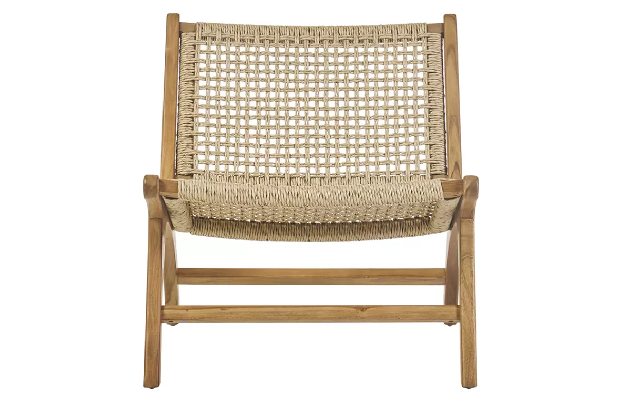 Miliboo Sillón | Silla De Jardín-Sillón lounge de madera de teca maciza y cuerda trenzada SUMBA