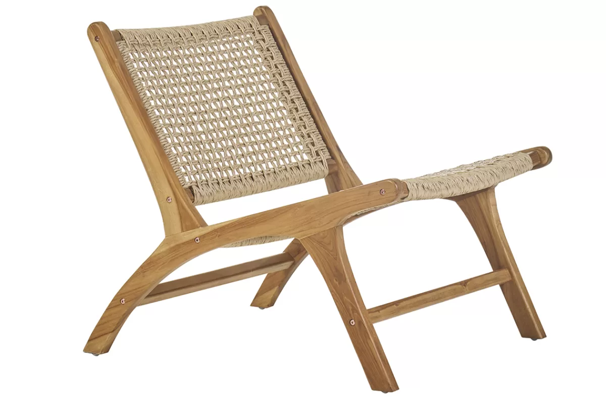 Miliboo Sillón | Silla De Jardín-Sillón lounge de madera de teca maciza y cuerda trenzada SUMBA