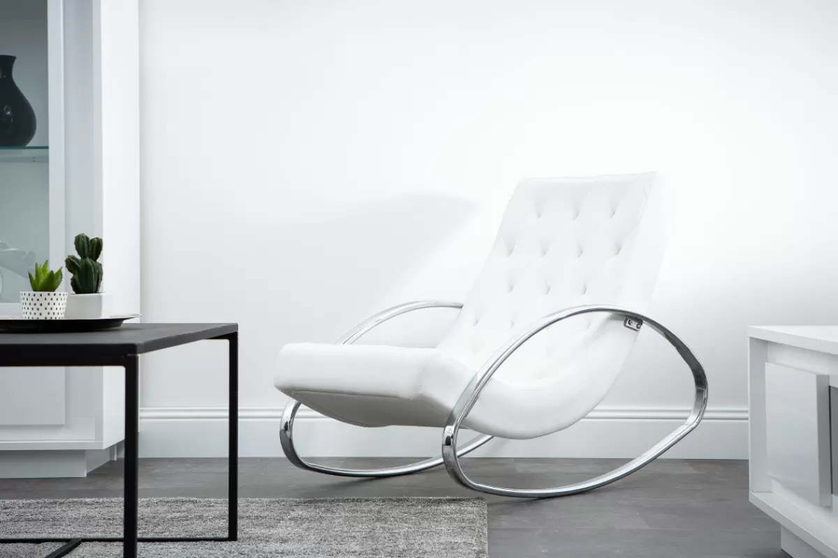Miliboo Mecedoras | Sillón-Sillón mecedora moderno blanco mecedora CHESTY
