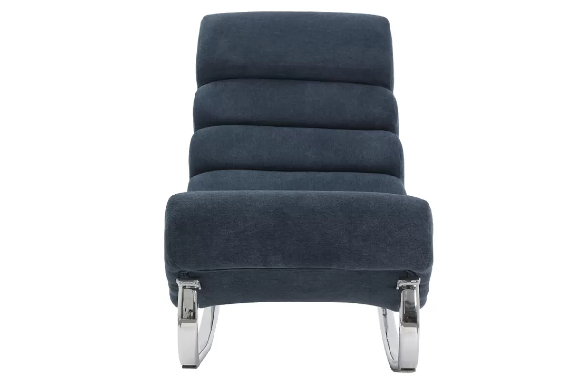 Miliboo Mecedoras | Sillón-Sillón mecedora moderno efecto terciopelo azul TAYLOR