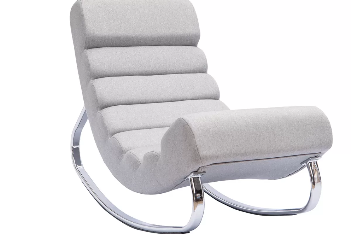Miliboo Mecedoras | Sillón-Sillón mecedora moderno en tejido gris claro TAYLOR