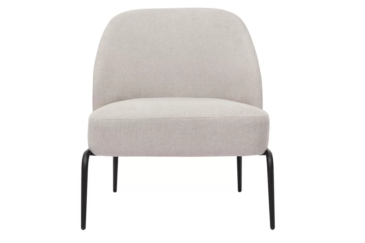 Miliboo Sillones | Sillón-Sillón moderno de tejido efecto aterciopelado texturizado beige y metal negro BREGO