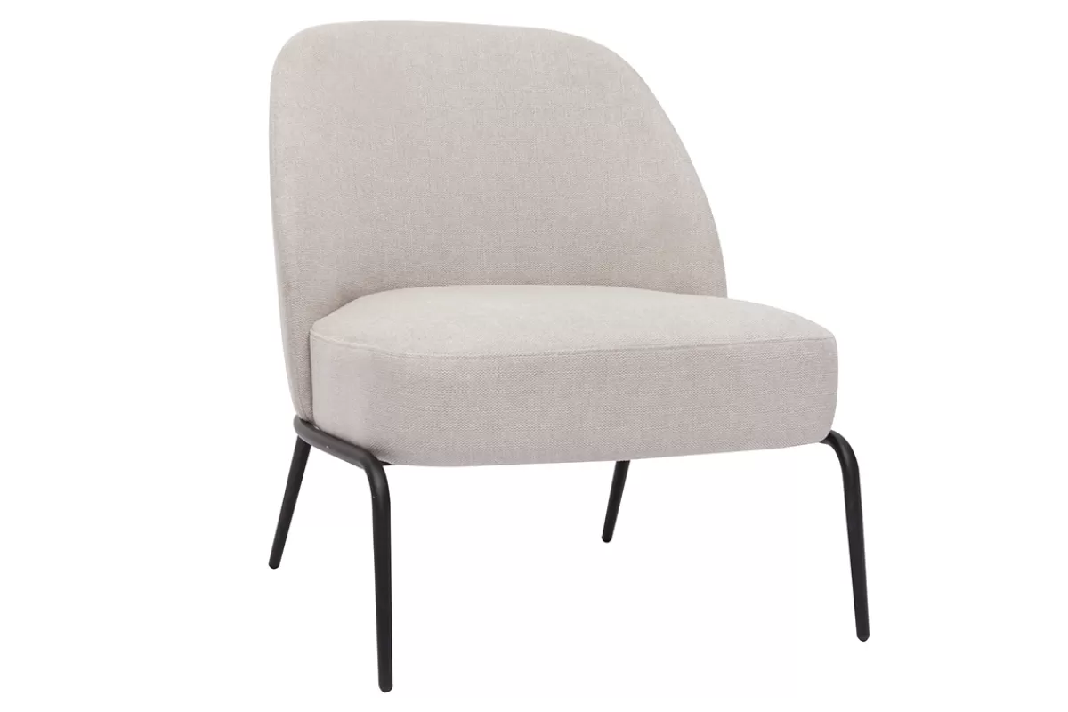 Miliboo Sillones | Sillón-Sillón moderno de tejido efecto aterciopelado texturizado beige y metal negro BREGO