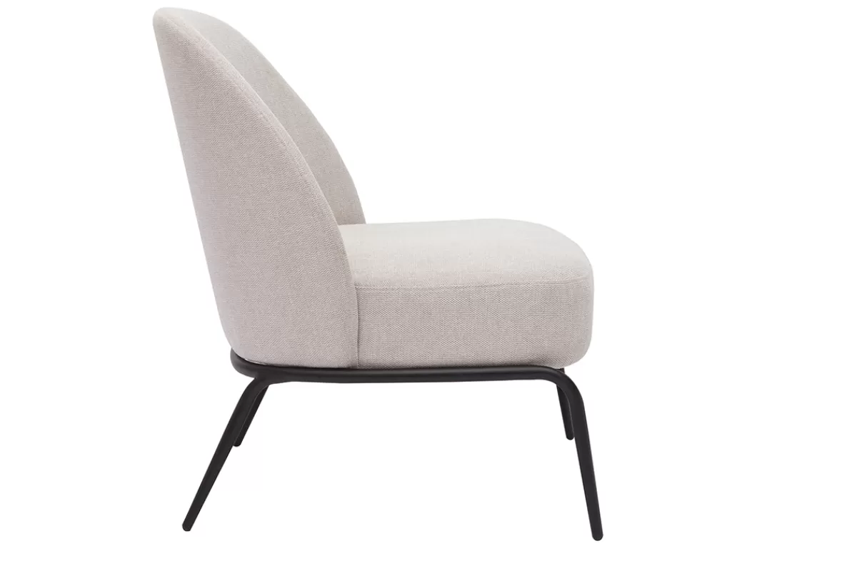 Miliboo Sillones | Sillón-Sillón moderno de tejido efecto aterciopelado texturizado beige y metal negro BREGO
