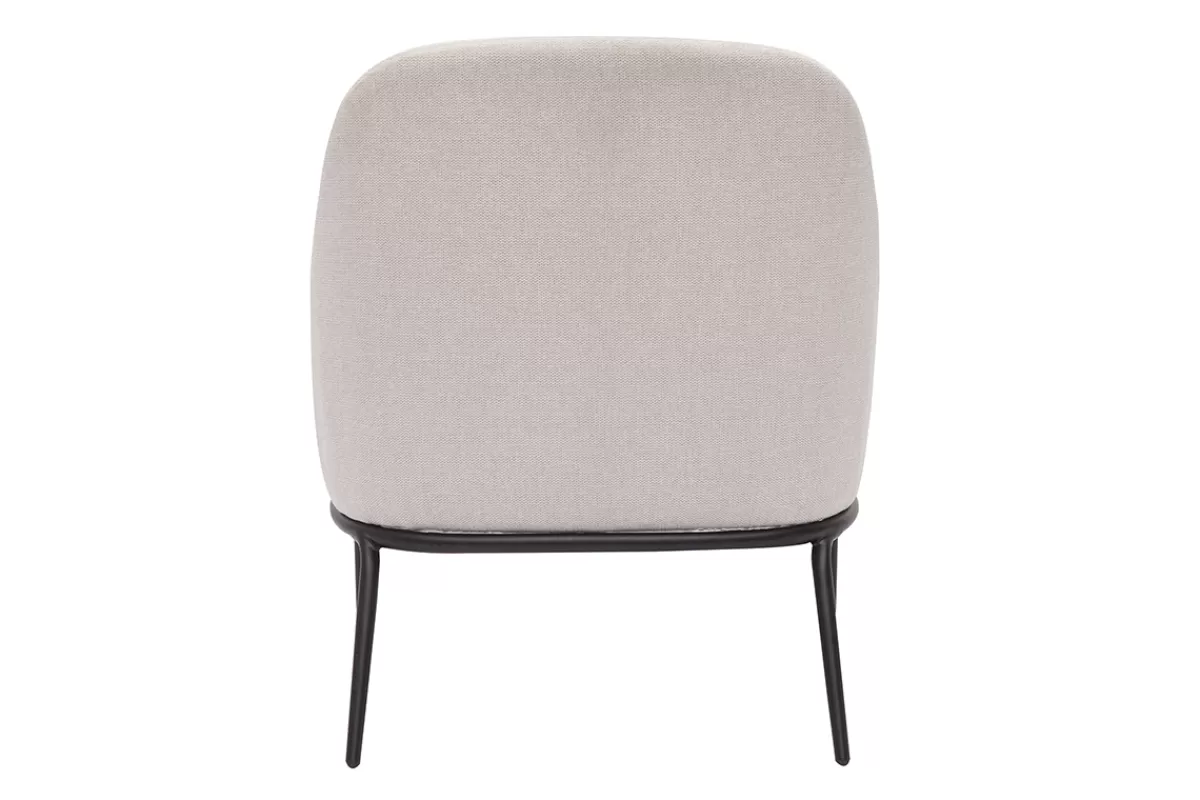 Miliboo Sillones | Sillón-Sillón moderno de tejido efecto aterciopelado texturizado beige y metal negro BREGO