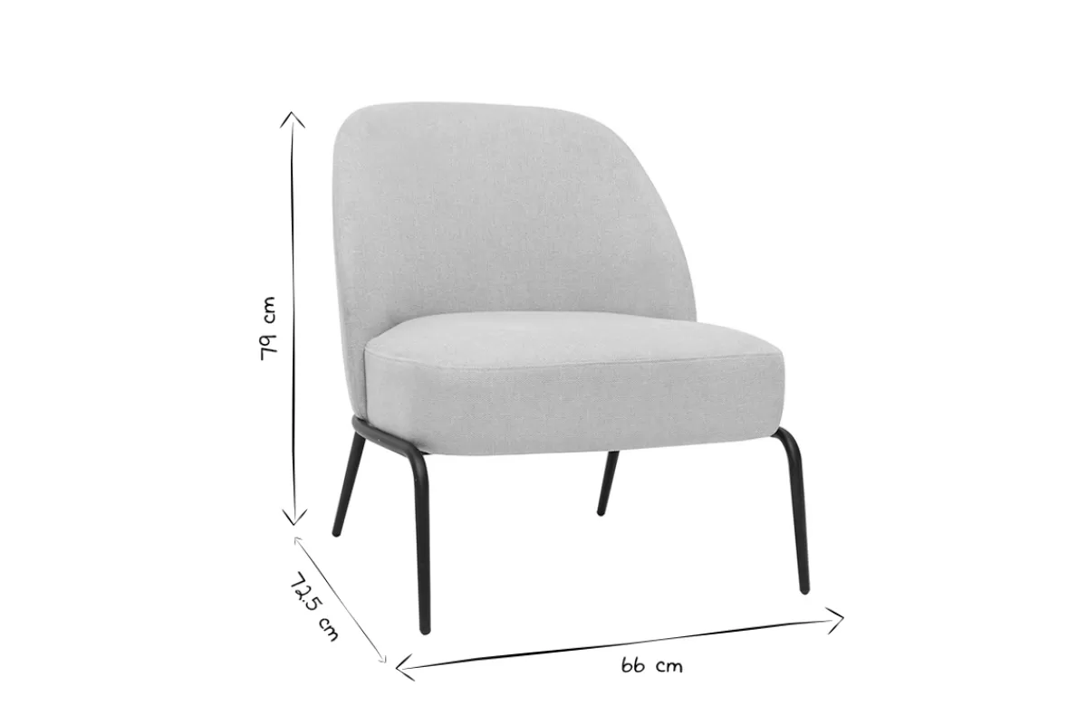 Miliboo Sillones | Sillón-Sillón moderno de tejido efecto aterciopelado texturizado beige y metal negro BREGO