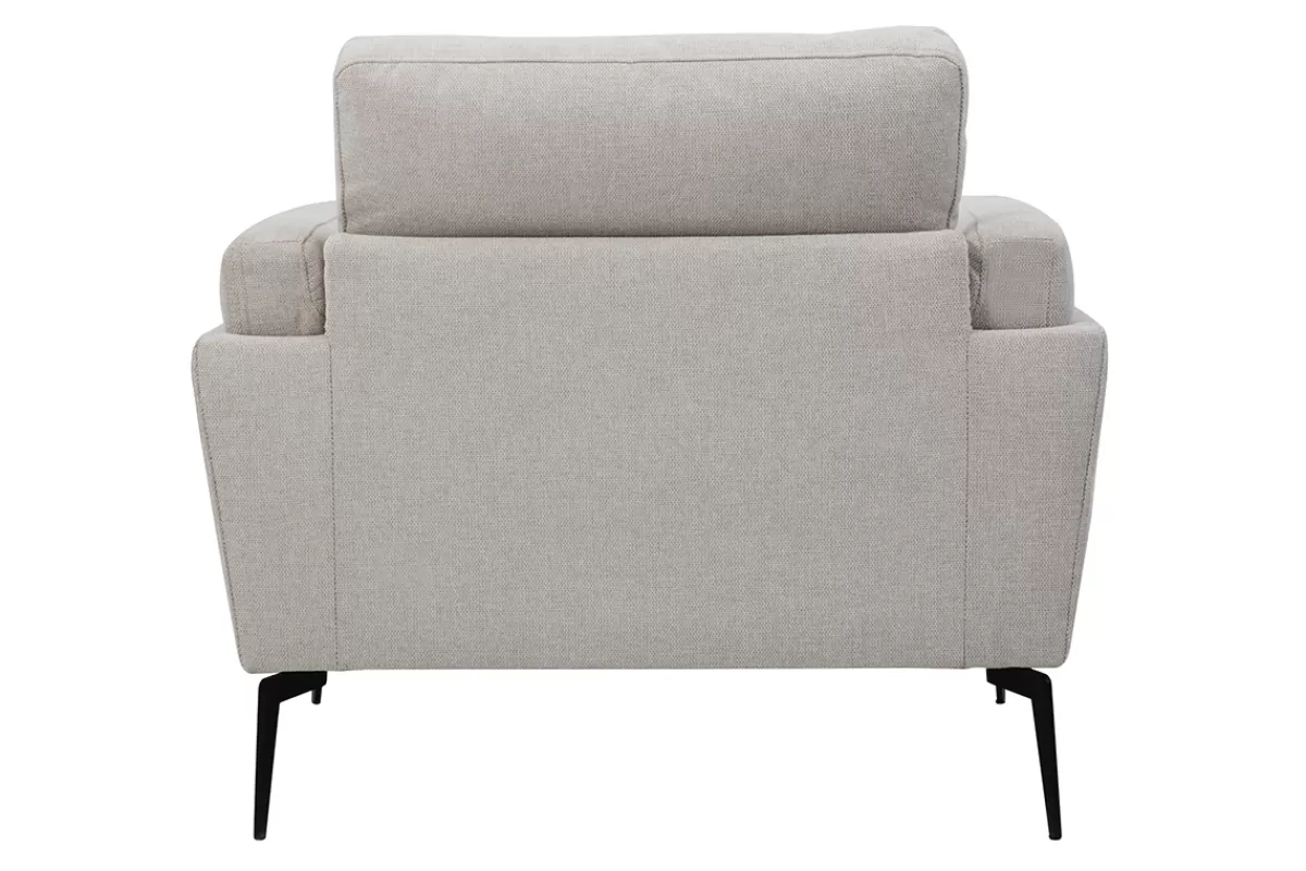 Miliboo Sillones | Sillón-Sillón moderno de tejido efecto aterciopelado texturizado beige y metal negro MOSCO