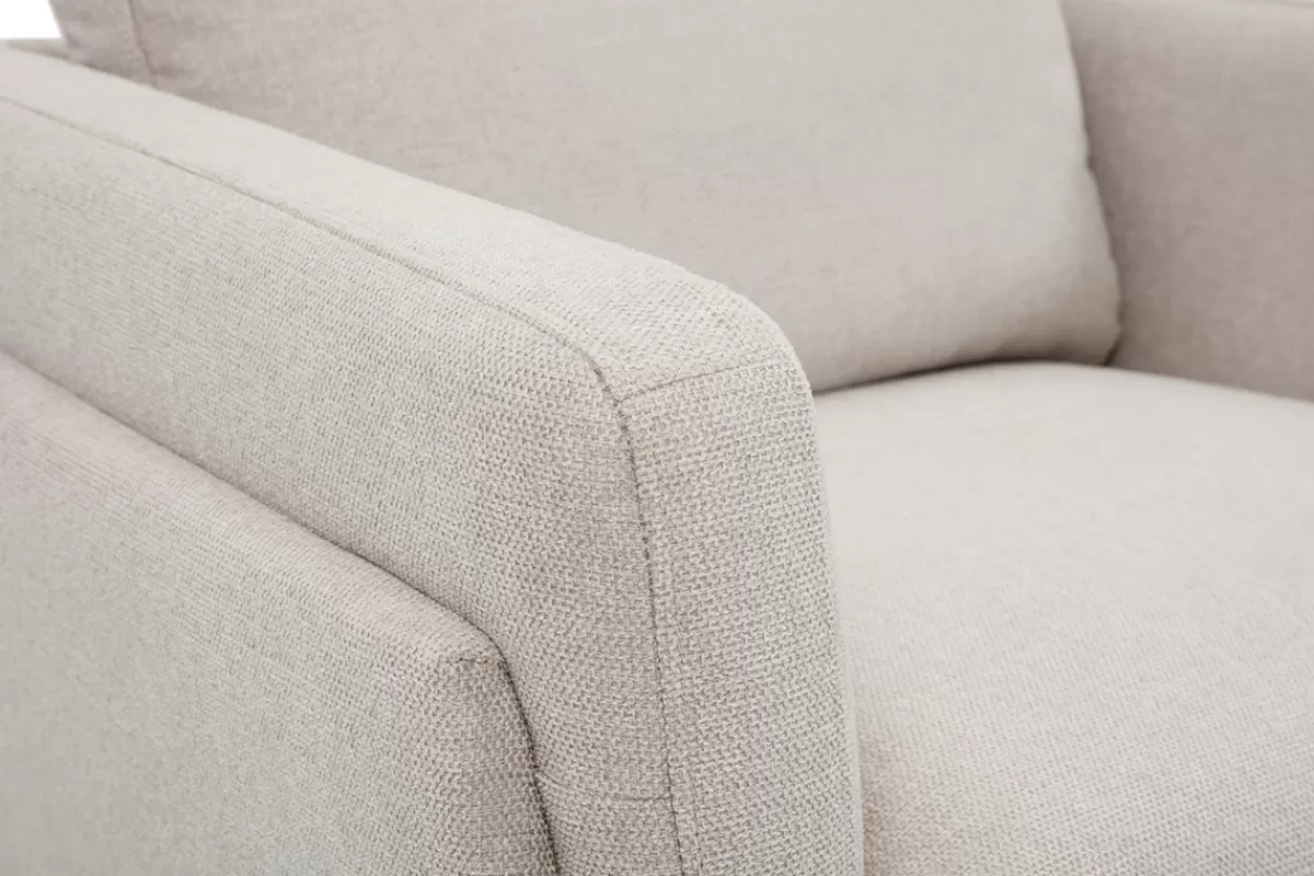 Miliboo Sillones | Sillón-Sillón moderno de tejido efecto aterciopelado texturizado beige y metal negro MOSCO