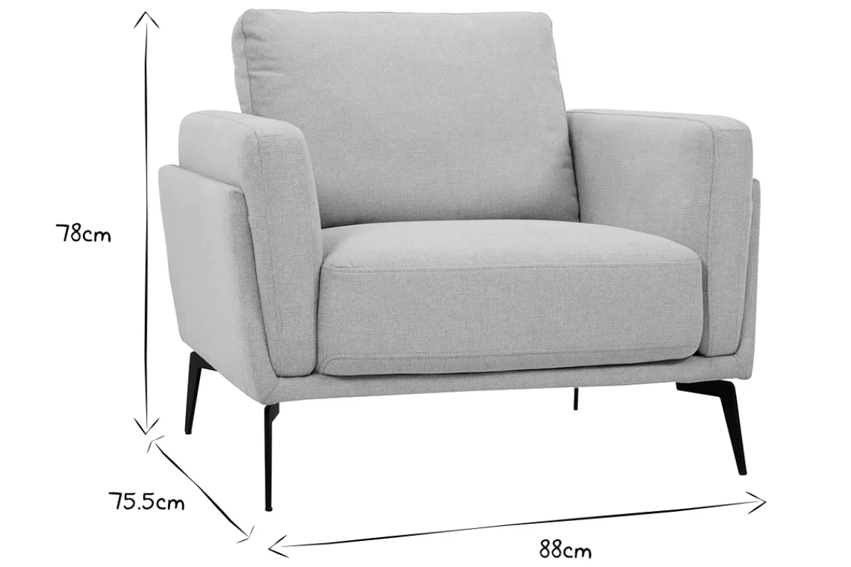 Miliboo Sillones | Sillón-Sillón moderno de tejido efecto aterciopelado texturizado beige y metal negro MOSCO
