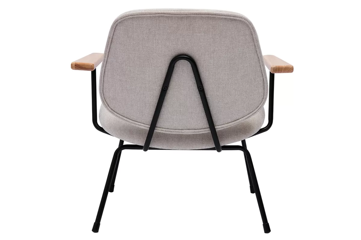 Miliboo Sillones | Sillón-Sillón moderno de tela efecto aterciopelado beige, metal negro y madera clara BARNET