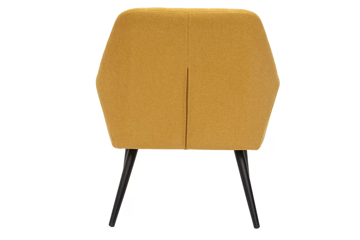 Miliboo Sillones | Sillón-Sillón moderno de tela efecto aterciopelado texturizado amarillo mostaza y metal negro GASTON