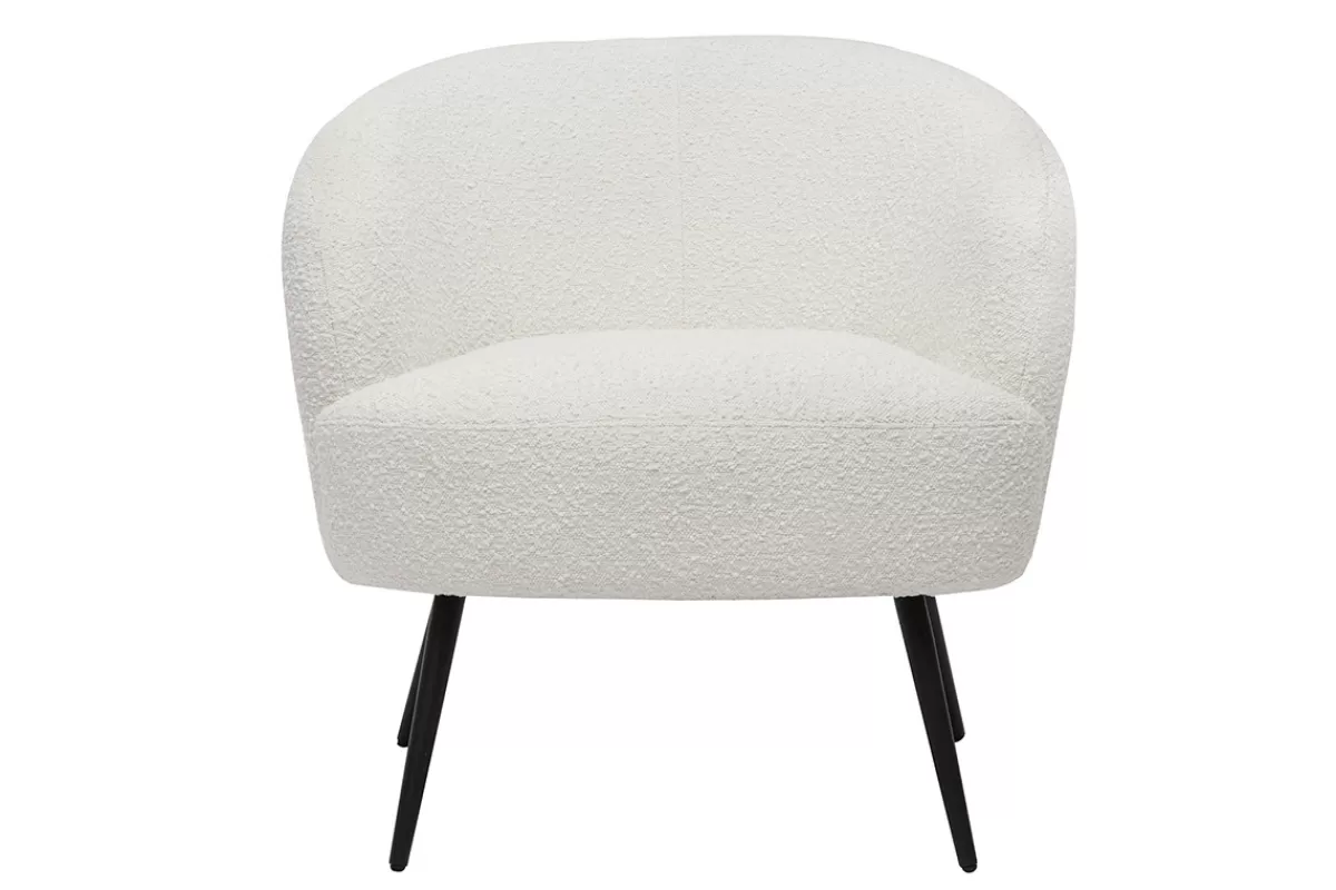 Miliboo Sillones | Sillón-Sillón moderno de tela efecto borreguillo color crudo y metal negro MAGGIE