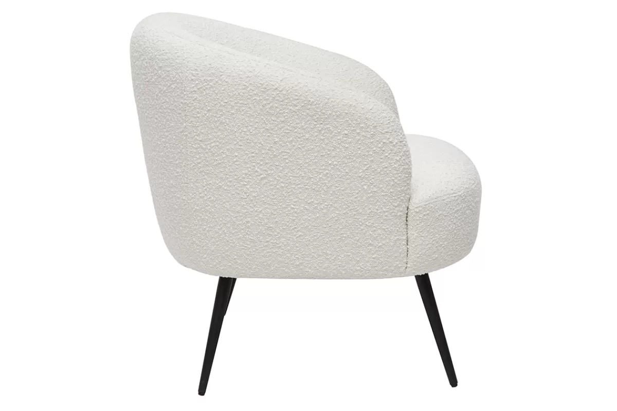 Miliboo Sillones | Sillón-Sillón moderno de tela efecto borreguillo color crudo y metal negro MAGGIE
