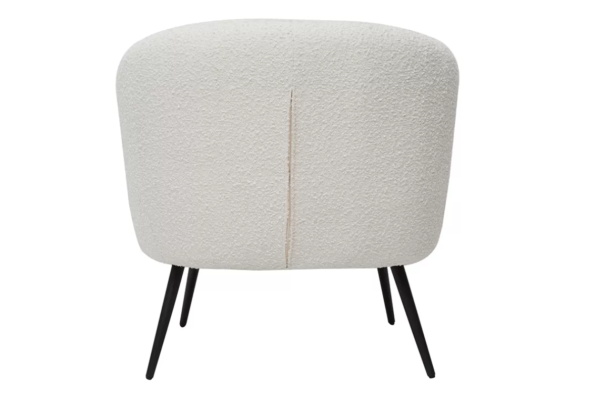 Miliboo Sillones | Sillón-Sillón moderno de tela efecto borreguillo color crudo y metal negro MAGGIE