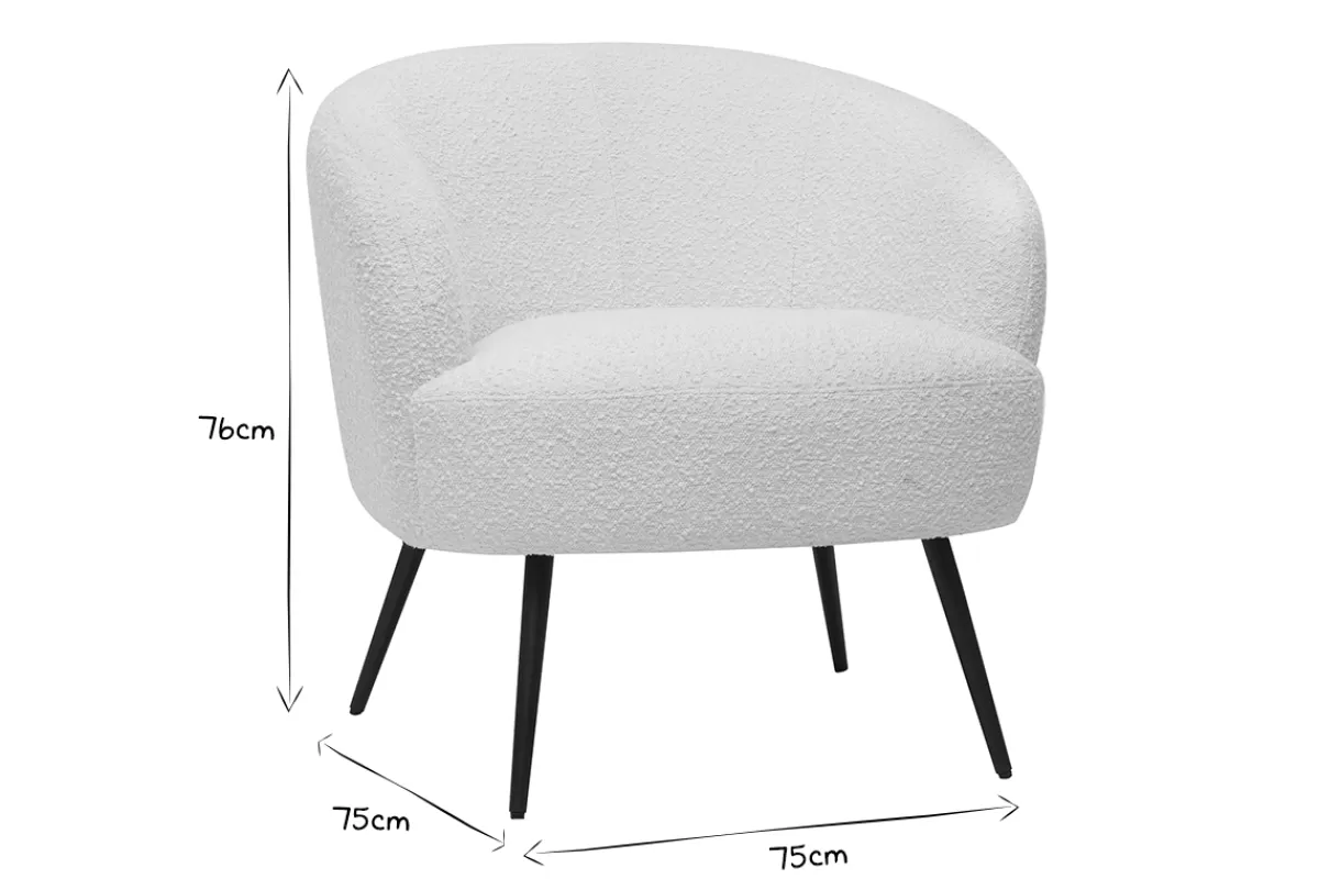 Miliboo Sillones | Sillón-Sillón moderno de tela efecto borreguillo color crudo y metal negro MAGGIE