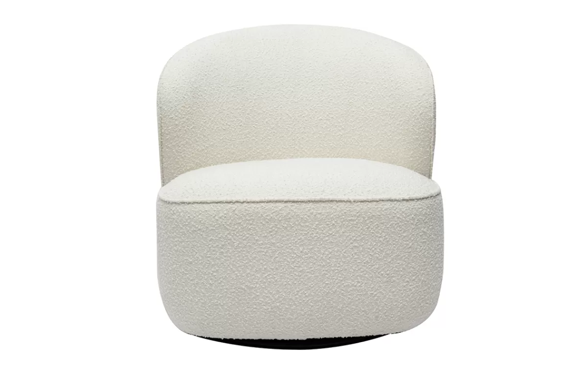 Miliboo Sillones | Sillón-Sillón moderno giratorio de borreguillo blanco AMBER