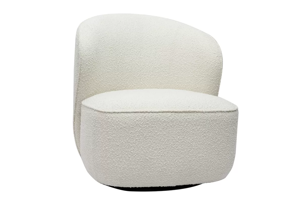 Miliboo Sillones | Sillón-Sillón moderno giratorio de borreguillo blanco AMBER