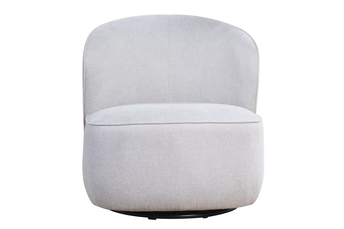 Miliboo Sillones | Sillón-Sillón moderno giratorio de tejido efecto aterciopelado texturizado beige AMBER