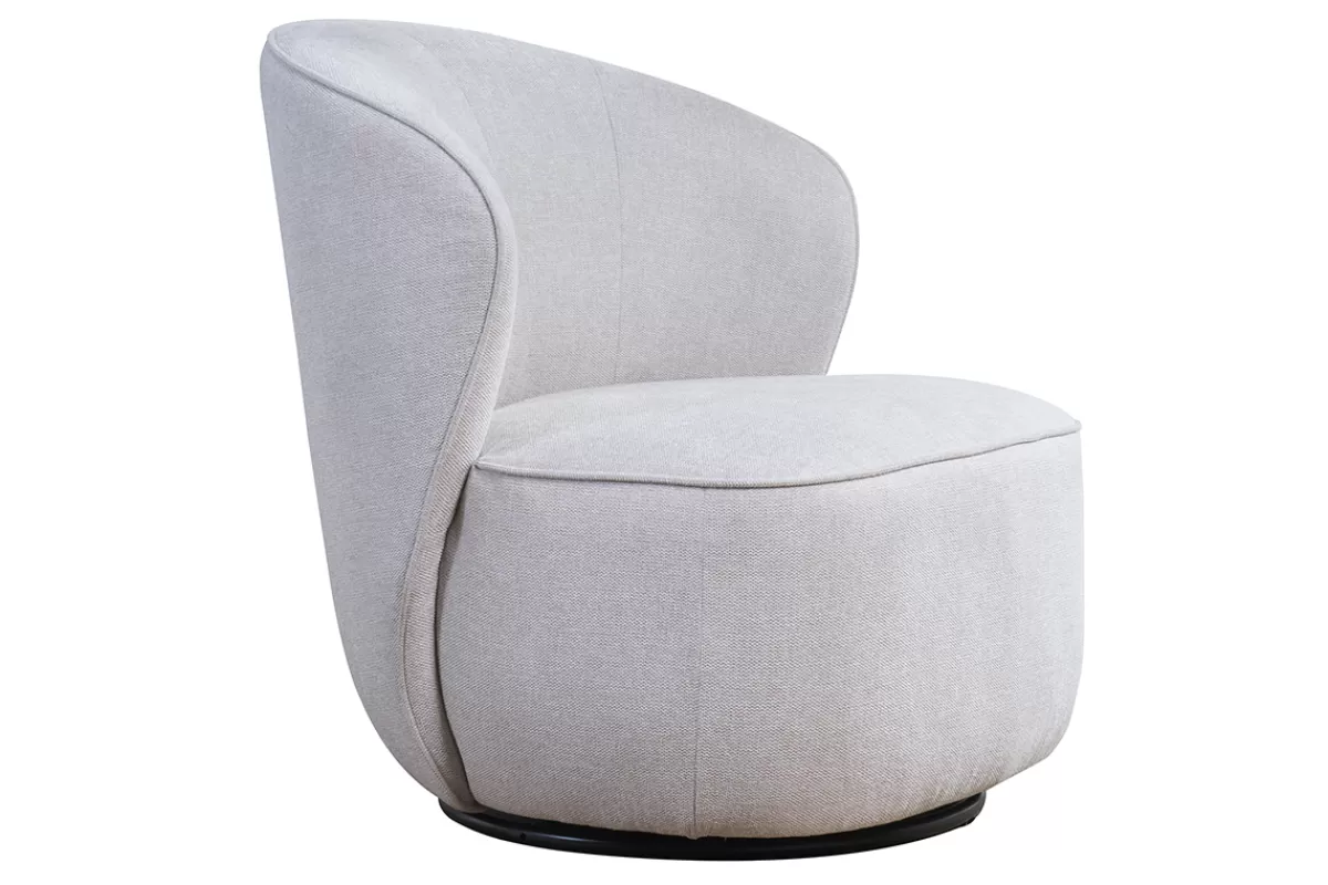 Miliboo Sillones | Sillón-Sillón moderno giratorio de tejido efecto aterciopelado texturizado beige AMBER