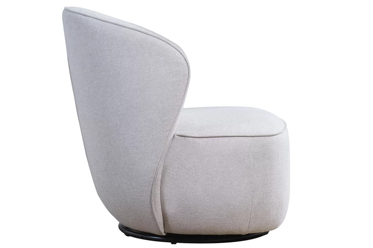 Miliboo Sillones | Sillón-Sillón moderno giratorio de tejido efecto aterciopelado texturizado beige AMBER
