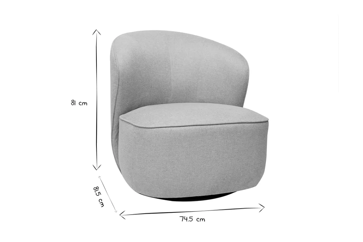 Miliboo Sillones | Sillón-Sillón moderno giratorio de tejido efecto aterciopelado texturizado beige AMBER