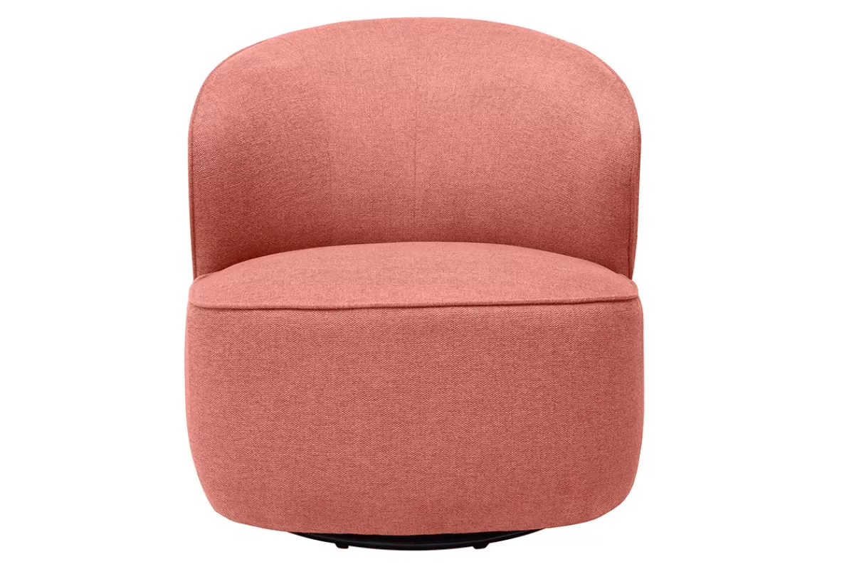 Miliboo Sillones | Sillón-Sillón moderno giratorio de tejido efecto aterciopelado texturizado terracota AMBER
