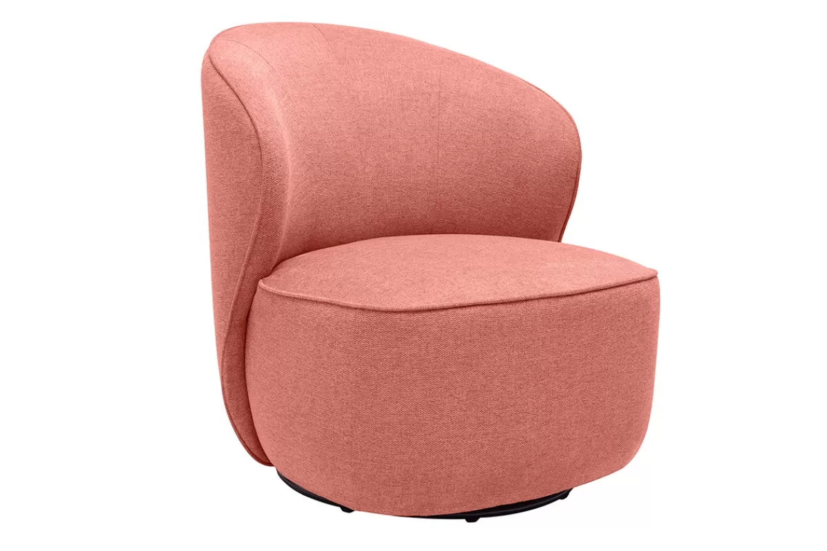 Miliboo Sillones | Sillón-Sillón moderno giratorio de tejido efecto aterciopelado texturizado terracota AMBER