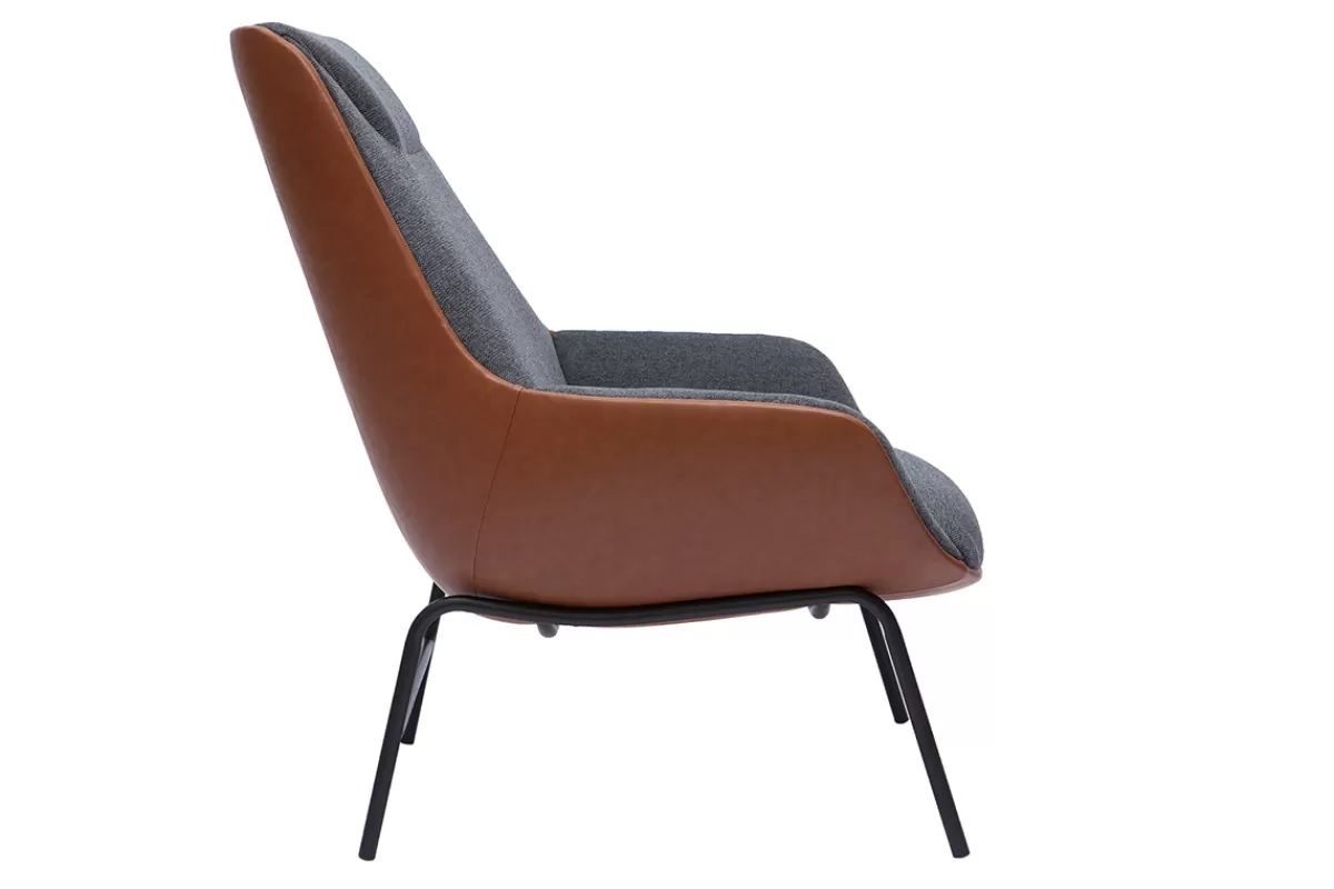 Miliboo Sillones | Sillón-Sillón moderno marrón de tejido efecto aterciopelado texturizado gris oscuro MARCEAU