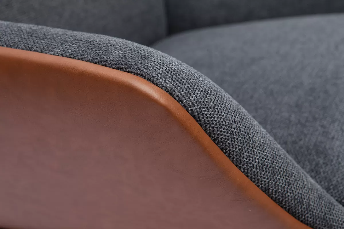 Miliboo Sillones | Sillón-Sillón moderno marrón de tejido efecto aterciopelado texturizado gris oscuro MARCEAU