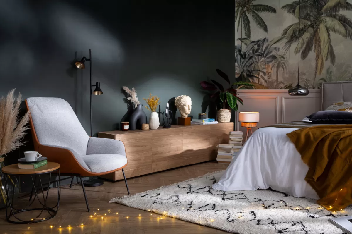 Miliboo Sillones | Sillón-Sillón moderno marrón de tejido efecto aterciopelado texturizado gris oscuro MARCEAU