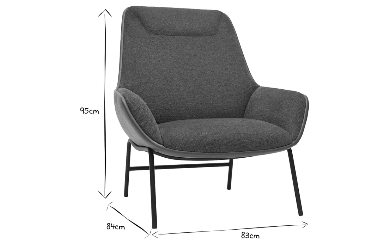 Miliboo Sillones | Sillón-Sillón moderno marrón de tejido efecto aterciopelado texturizado gris oscuro MARCEAU