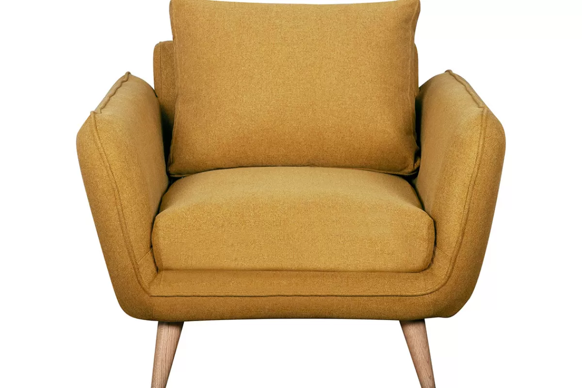 Miliboo Sillones | Sillón-Sillón nórdico amarillo comino y madera CREEP