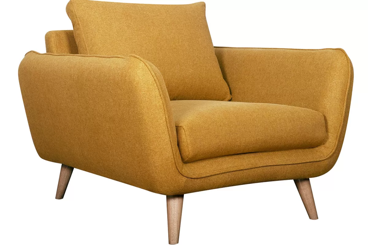 Miliboo Sillones | Sillón-Sillón nórdico amarillo comino y madera CREEP