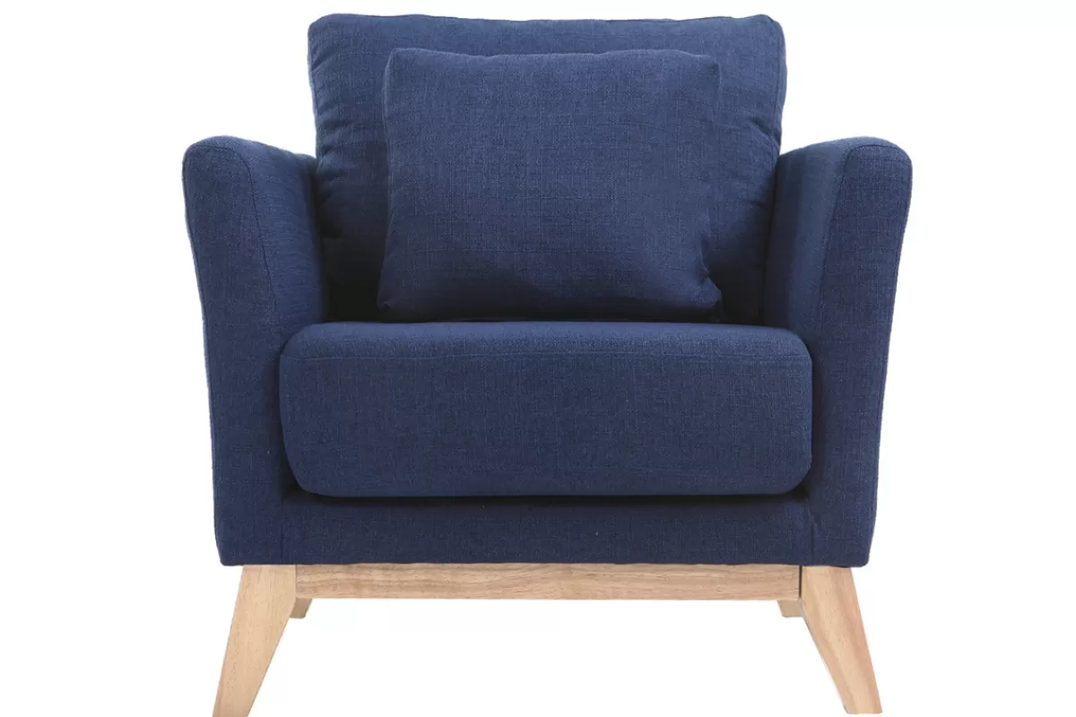 Miliboo Sillones | Sillón-Sillón nórdico azul oscuro patas madera clara OSLO