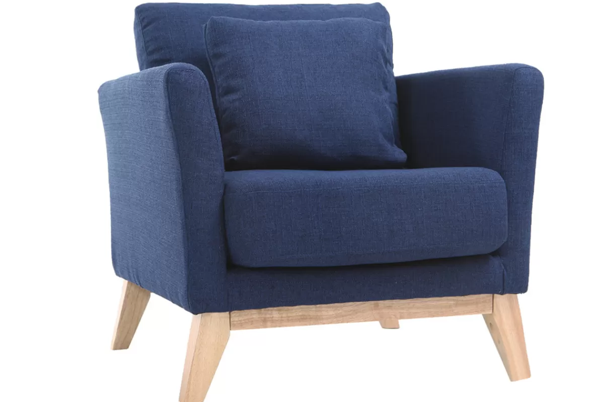 Miliboo Sillones | Sillón-Sillón nórdico azul oscuro patas madera clara OSLO